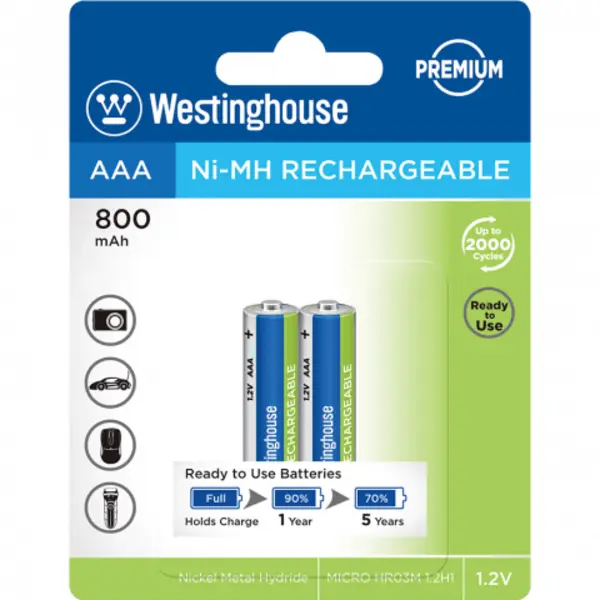 باتری قابل‌شارژ قلمی وستینگ هاوس مدل Ni-MH Rechargeable بسته‌ی 2 عددی