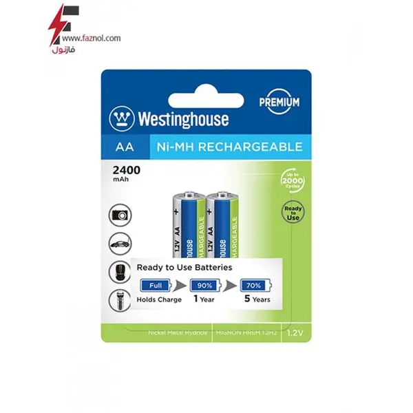 باتری قابل‌شارژ قلمی وستینگ هاوس مدل Ni-MH Rechargeable بسته‌ی 2 عددی