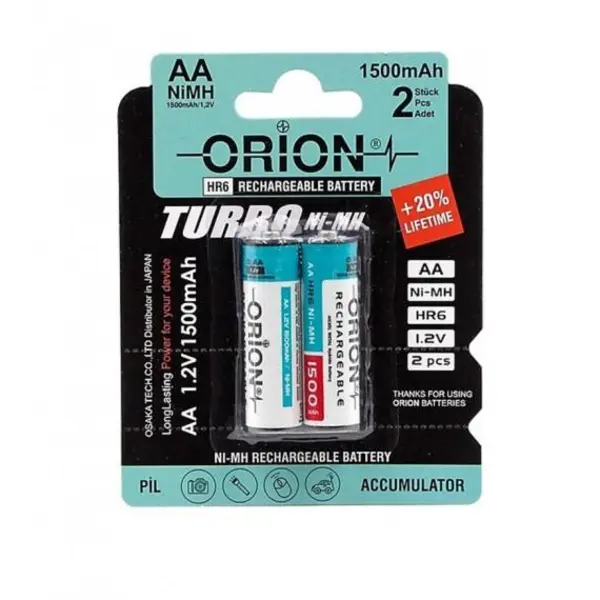 باتری قلمی شارژی اوریون ORION مدل HR6 NiMH 1.2V 1500mAh