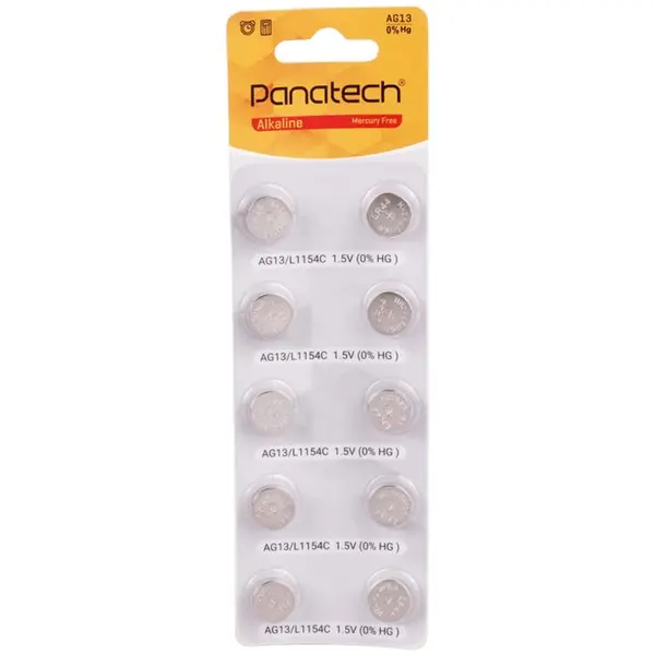 باتری سکه ای Panatech Alkaline AG13/L1154C بسته ۱۰ عددی