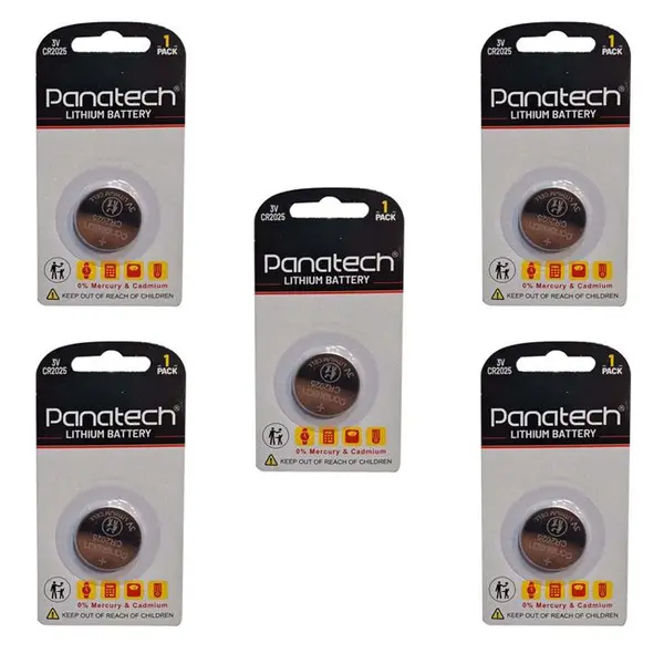 باتری سکه ای Panatech CR2025 بسته 5 عددی
