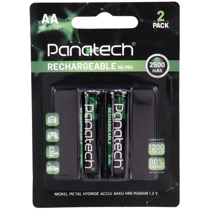 باتری دوتایی قلمی شارژی Panatech Rechargeable Ni-MH HR6 AA 2500mAh