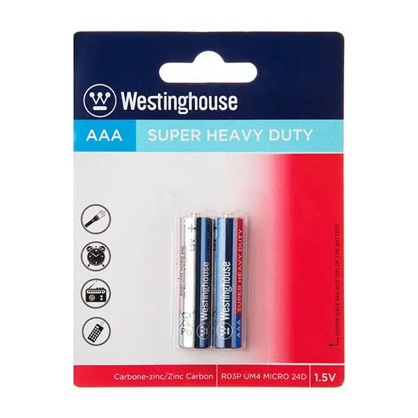 باتری نیم قلمی وستینگهاوس مدل Super Heavy Duty R03P UM4 بسته 2 عددی