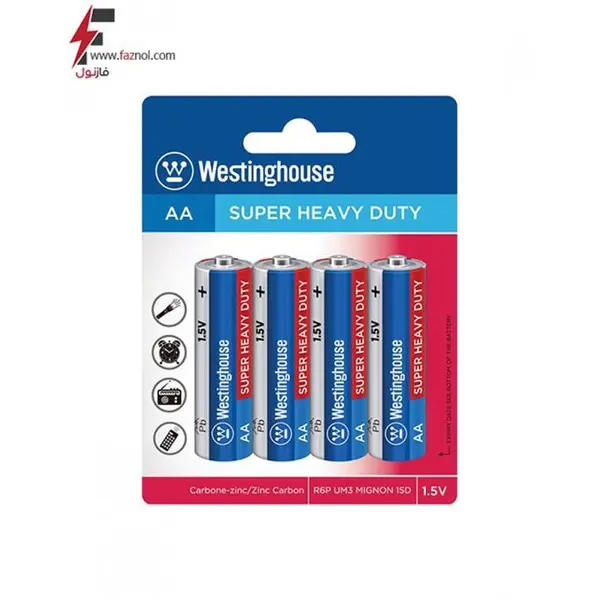 باتری نیم قلمی وستینگهاوس مدل Super Heavy Duty R03P UM4 بسته 2 عددی