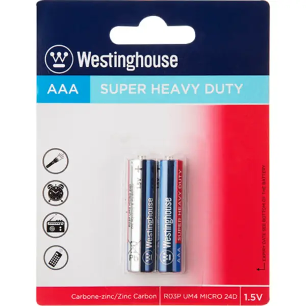 باتری نیم قلمی وستینگهاوس مدل Super Heavy Duty R03P UM4 بسته 2 عددی