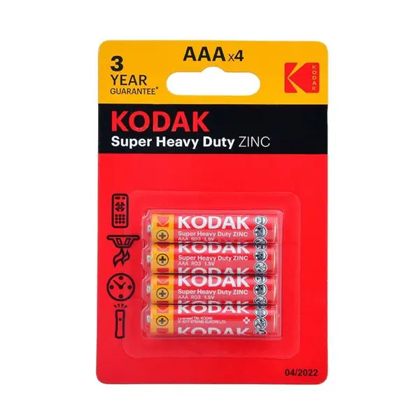 باتری نیم قلمی کداک مدل Super Heavy Duty ZINC بسته 4 عددی