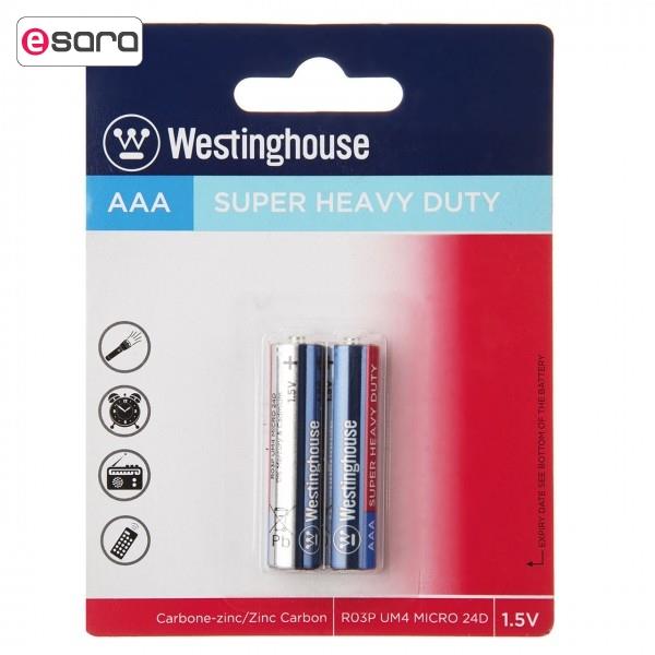 باتری نیم قلمی وستینگهاوس مدل Super Heavy Duty R03P UM4 بسته 2 عددی