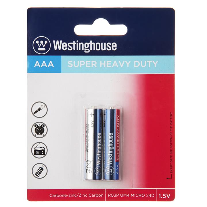 باتری نیم قلمی وستینگهاوس مدل Super Heavy Duty R03P UM4 بسته 2 عددی