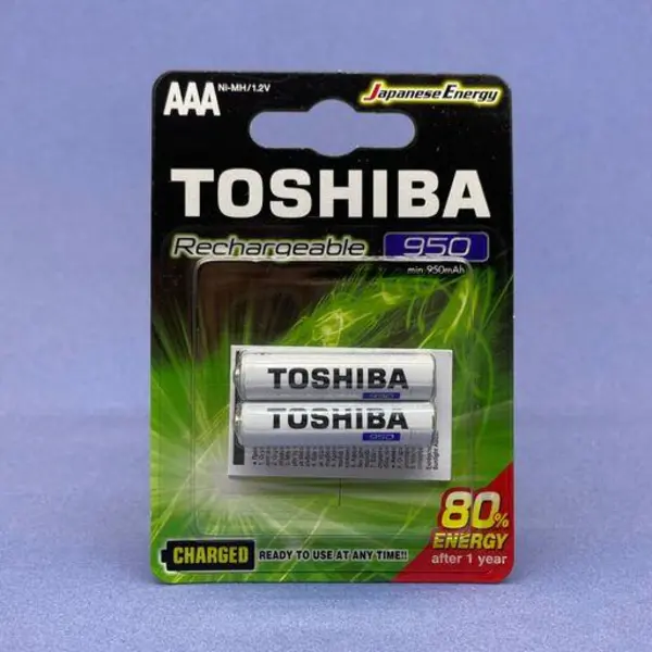 باطری نیم قلم شارژی توشیبا TOSHIBA 950 mAH AAA کارتی دو عددی  - 2