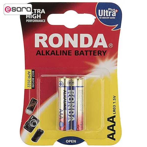 باتری نیم قلمی روندا مدل Ultra Plus Alkaline بسته 2 تایی - 3