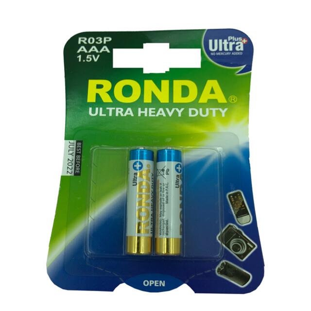 باتری نیم قلمی روندا مدل Ultra Plus Ultra Heavy Duty بسته 2 تایی