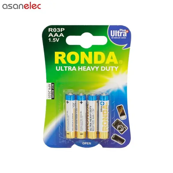 باتری نیم قلمی روندا مدل Ultra Plus Ultra Heavy Duty بسته 2 تایی