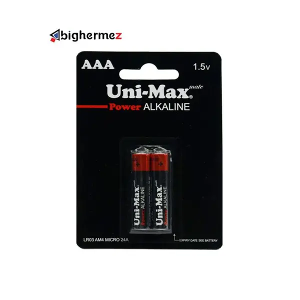 باتری دوتایی نیم قلم Uni-Max Alkaline 1.5V AAA