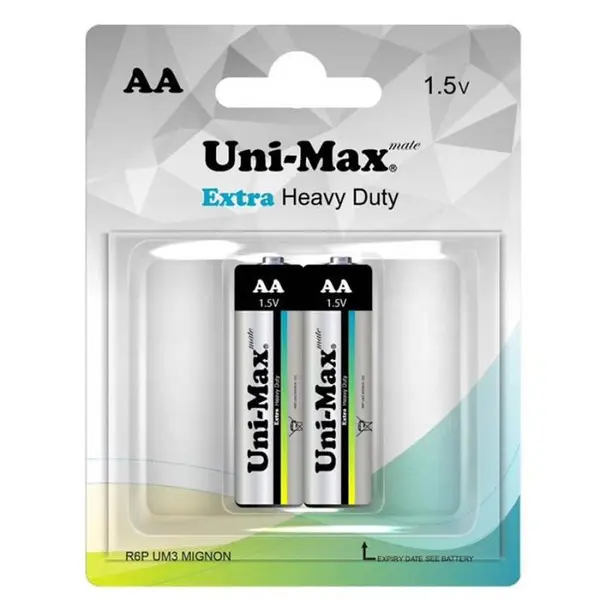 باتری دوتایی قلمی Uni-Max Extra Heavy Duty 1.5V AA