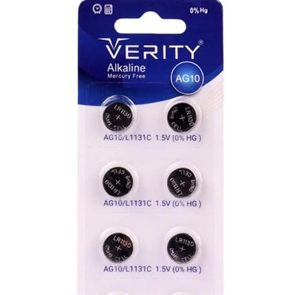 باتری سکه ای Verity Alkaline AG10 بسته 10 عددی