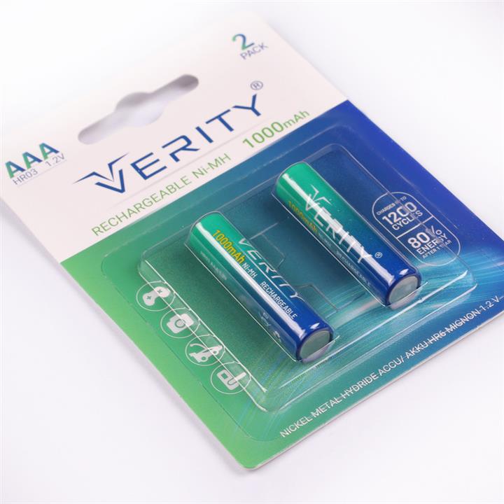 باتری دوتایی نیم قلمی شارژی Verity Rechargeable Ni-MH HR06 AAA 1000mAh