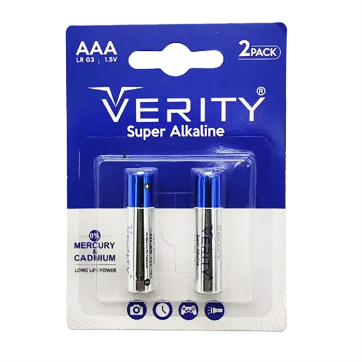 باتری نیم قلمی وریتی Verity Super Alkaline LR03 بسته 2 عددی