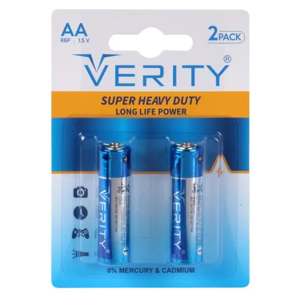 باتری دوتایی نیم قلمی Verity Super Heavy Duty R03 R6P 1.5V AAA ا Verity Super Heavy Duty R03 1.5V AAA Battery 2 Of Pack