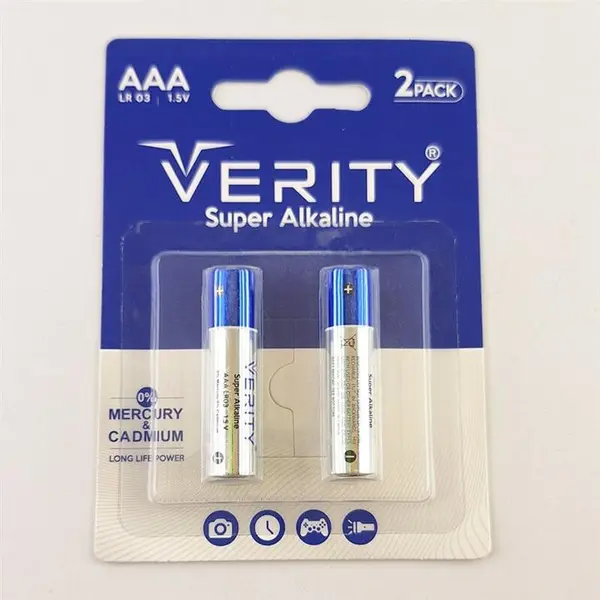 باتری دوتایی نیم قلمی Verity Super Alkaline LR03 1.5V AAA