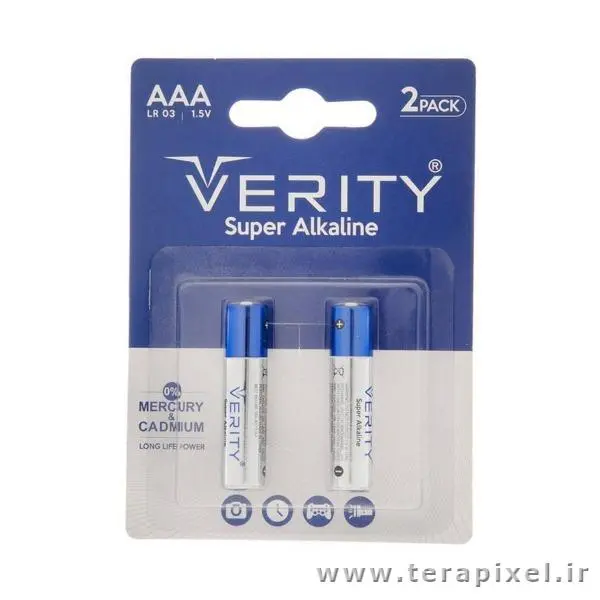 باتری نیم قلمی وریتی Verity Super Alkaline LR03 بسته 2 عددی