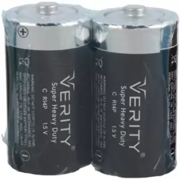 باتری دوتایی متوسط Verity Super Alkaline LR14 1.5V C شرینک - 2