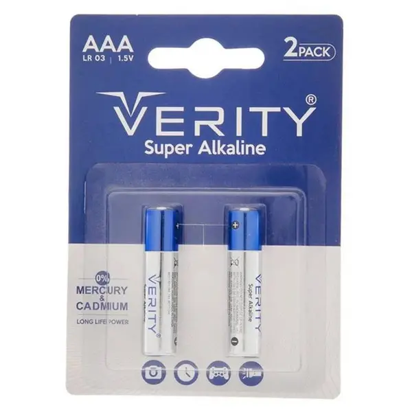 باتری دوتایی نیم قلمی Verity Super Alkaline LR03 1.5V AAA