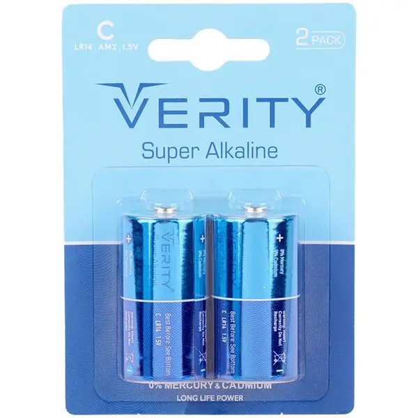 باتری دوتایی متوسط Verity Super Alkaline LR14 1.5V C - 4