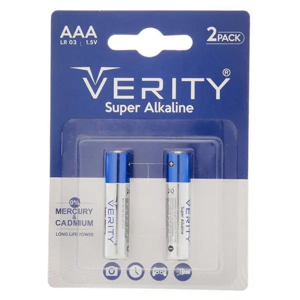 باتری دوتایی نیم قلمی Verity Super Alkaline LR03 1.5V AAA