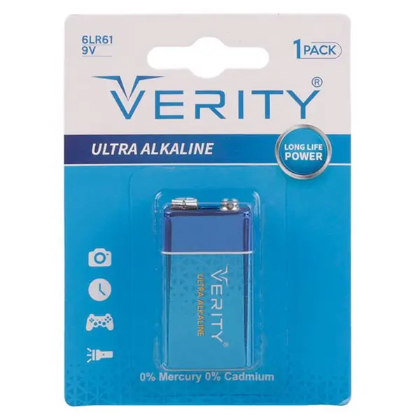 باتری کتابی Verity Ultra Alkaline Duty 6LR61 9V