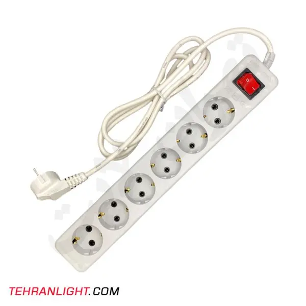 شش خانه ارت دار پارت الکتریک با کابل 1.8 متری مدل نیک PRT 986 - 5