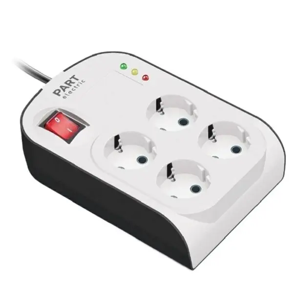 محافظ ولتاژ 4 خانه ارت دار کابل 3 متری پارت الکتریک مدل پارت 8792