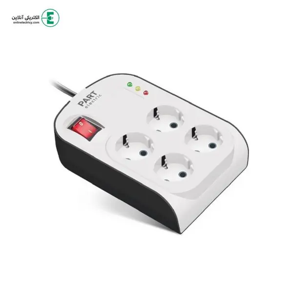 محافظ ولتاژ 4 خانه ارت دار کابل 3 متری پارت الکتریک مدل پارت 8792