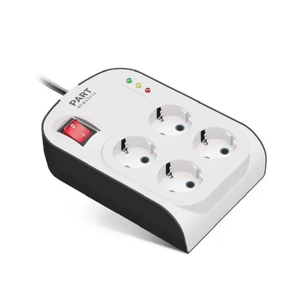 محافظ ولتاژ 4 خانه ارت دار کابل 5 متری پارت الکتریک مدل پارت 8793 - 4