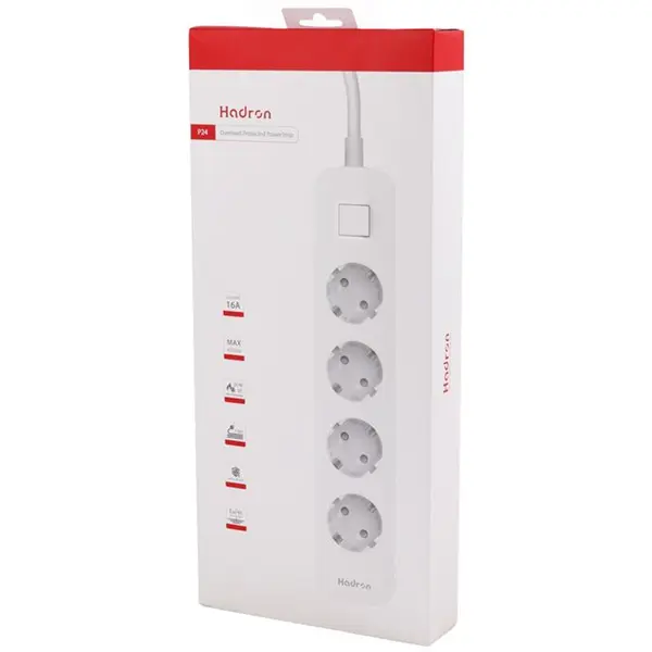 چند راهی 4 خانه برق ارت دار هادرون P24 با کابل 1.8 متری - 3