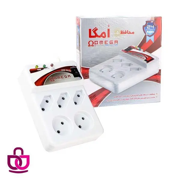 محافظ برق 5 راهی آنالوگ کلیددار Omega با کابل 1.3 متری - 3