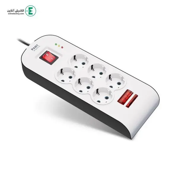 محافظ برق 6 خانه دیجیتال پارت الکتریک مدل پارت 8796 کابل 5 متری