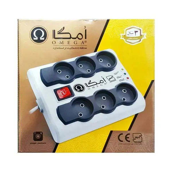 محافظ برق 6 خانه P6000 امگا 3 متری - 6