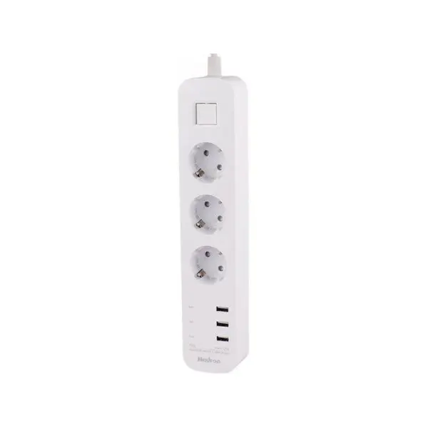چند راهی برق ارت دار سه سوکت و سه یو اس بی هادرون Hadron P323 3 AC Outlets 3 USB Power Strip - 2