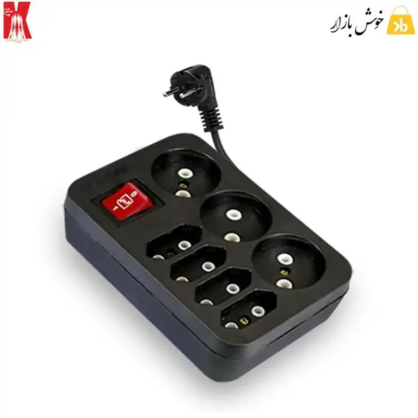چند راهی برق کلید دار خیام الکتریک مدل kh8017 با سیم 5 متر