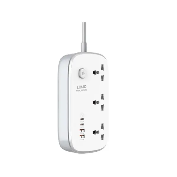 چندراهی برق سه سوکت، دو یو اس بی و دو تایپ سی الدنیو LDNIO 3 AC Outlets 4 USB Power Strip SC3416 - 3