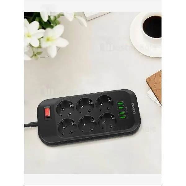 چند راهی برق و شارژ الدینیو Ldnio SE6403 Power Strip دارای 4 پورت USB - 2