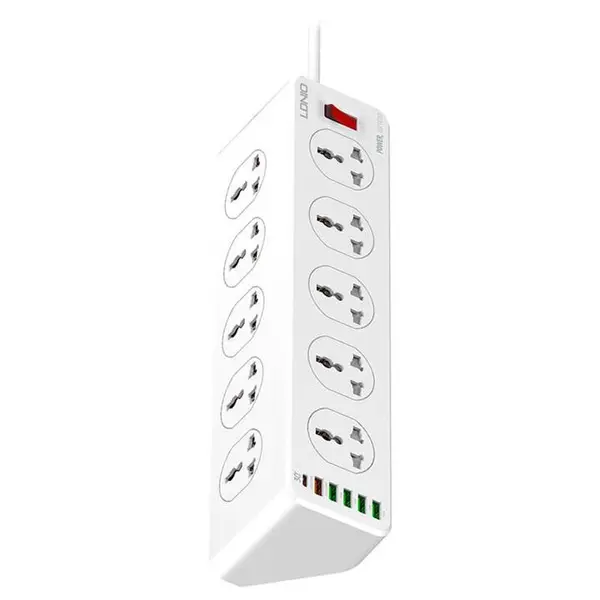 چند راهی ۱۰ خانه برق ارت دار الدینیو SC10610 با کابل ۲ متری + شارژر USB و Type-C - 2