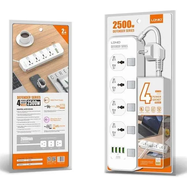 چند راهی برق الدینیو مدل SC4408 با کابل ۲ متری به همراه فیوز محافظ - 5