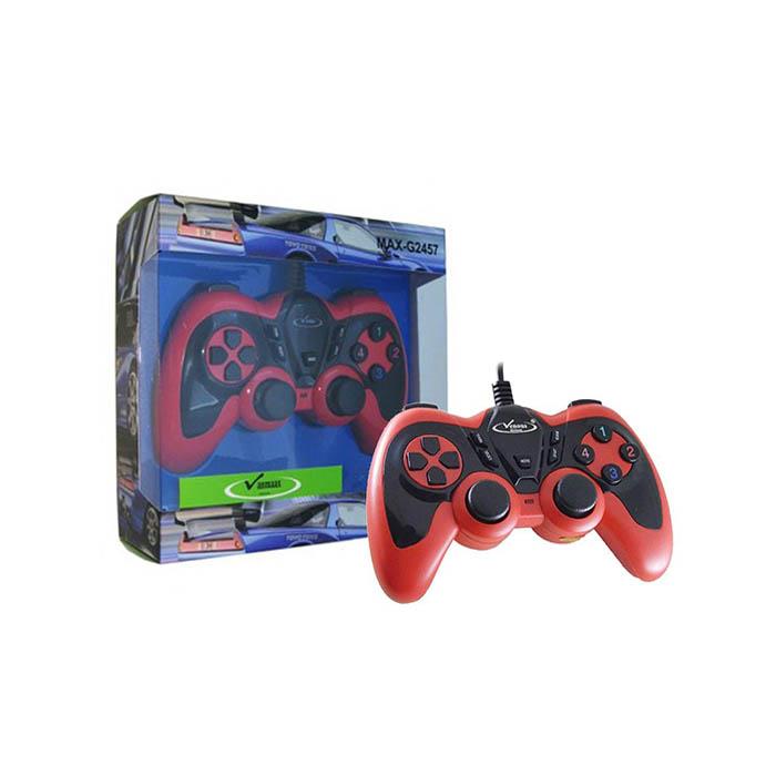 دسته بازی تک شوک دار وانمکس مدل MAX-G2457 --Vanmaax MAX-G2457 Dual shock Single Computer Gamepad