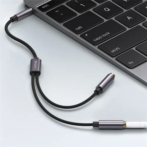 کابل تبدیل یسیدو 1 به 2 جک 3.5 میلیمتری هدفون مدل AUX splitter YAU28 طول 30CM