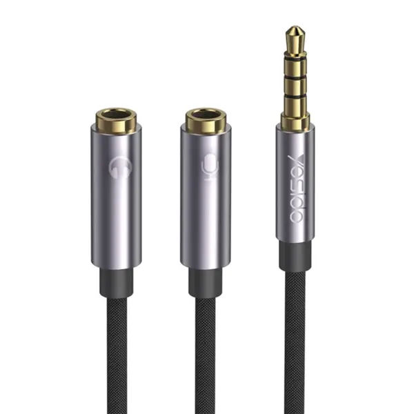 کابل تبدیل یسیدو 1 به 2 جک 3.5 میلیمتری هدفون مدل AUX splitter YAU28 طول 30CM
