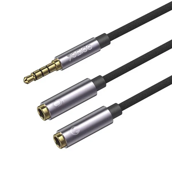کابل تبدیل یسیدو 1 به 2 جک 3.5 میلیمتری هدفون مدل AUX splitter YAU28 طول 30CM