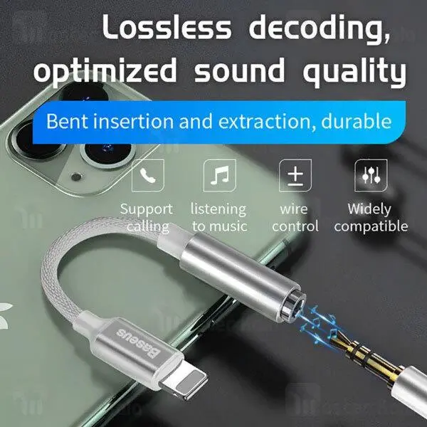 کابل تبدیل Lightning به پورت AUX بیسوس Baseus iP Male to 3.5mm Female L3.5 Adapter CALL3