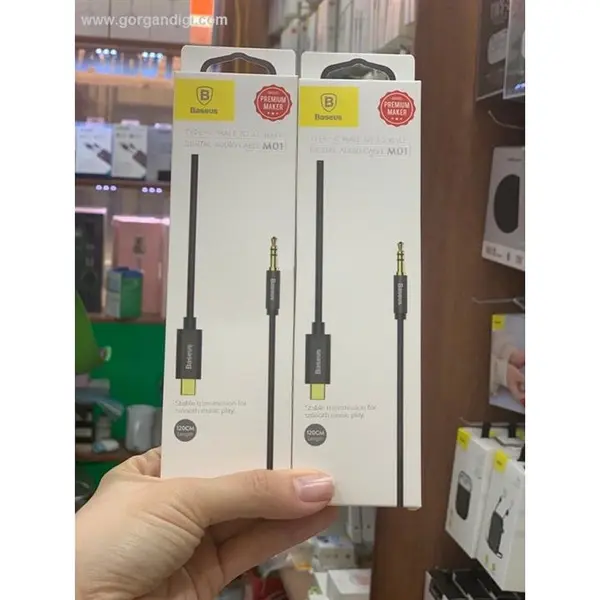 کابل تبدیل USB-C به AUX باسئوس مدل CAM01-M01-BA طول 1.2 متر