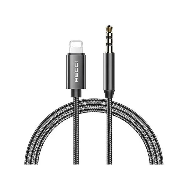 کابل مبدل  صدا 3.5 میلیمتری به لایتنینگ رسی RECCI RH02 LIGHTNING TO 3.5 AUX AUDIO CABLE 1M